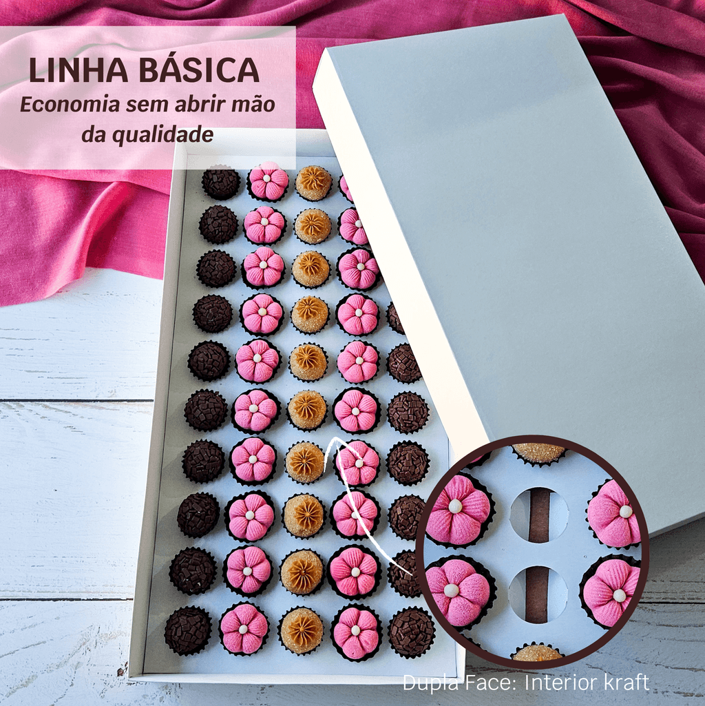 10 Caixas com Berço 50 brigadeiros - altura 6 cm - Tampa Papel - LINHA BASICA