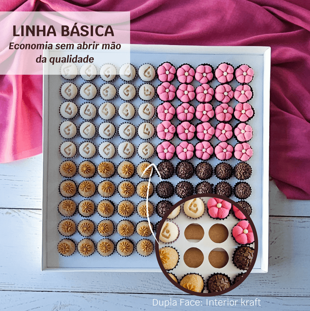 10 Caixas com Berço 100 brigadeiros - altura 5.5 cm - Tampa Papel - LINHA BASICA