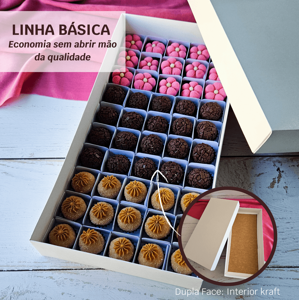 10 Caixas para Caixetas 3.5x3.5cm 50 doces - altura 5.5cm - Tampa Papel - - LINHA BASICA