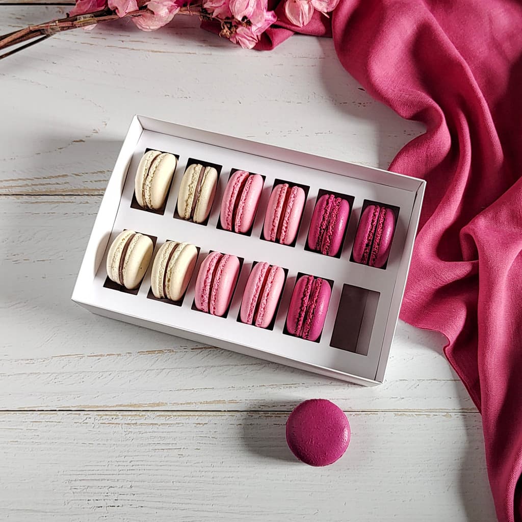 10 Caixas para 12 Macarons - Branca - Escolha a Tampa