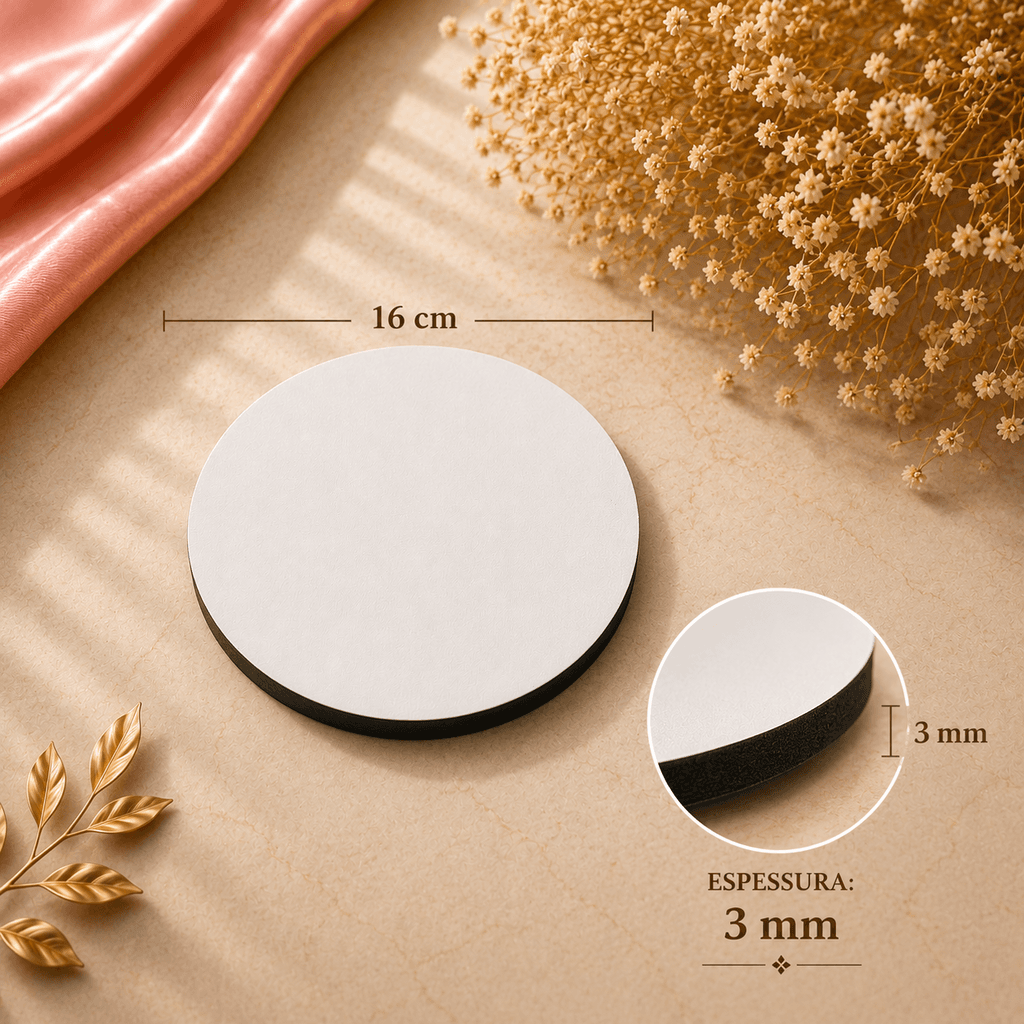 Kit 10 Cakeboard 16cm - MDF Branco 3mm ou 6mm