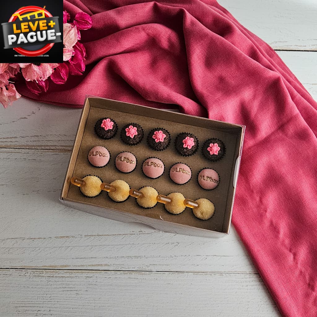 10 Caixas com berço para 15 brigadeiros Kraft - Escolha a Tampa