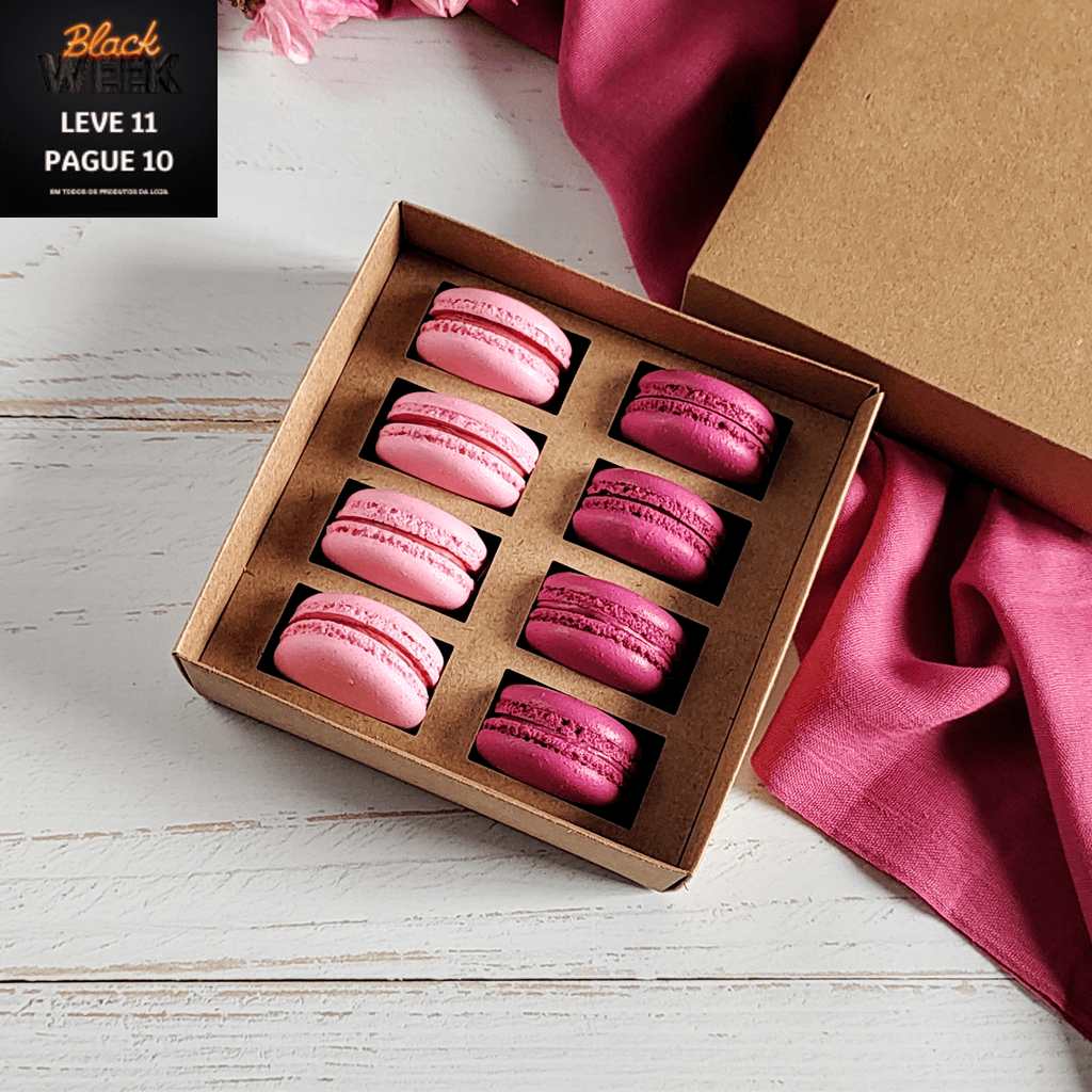 10 Caixas para 8 Macarons - Kraft - Tampa de Papel