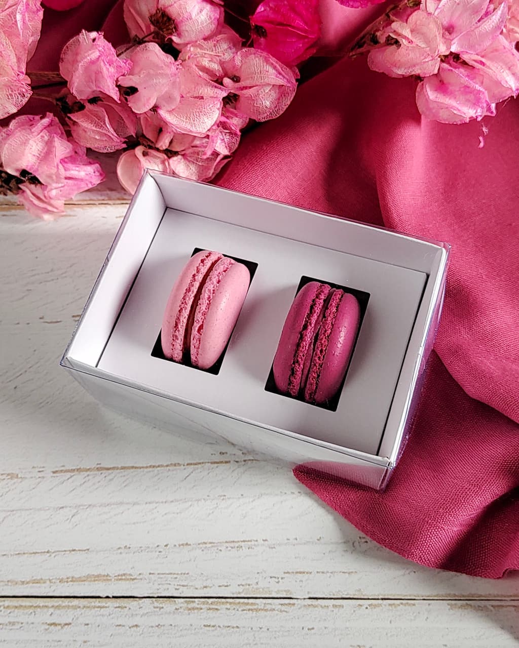 10 Caixas para 2 Macarons - Branca - altura 5cm - Escolha a Tampa