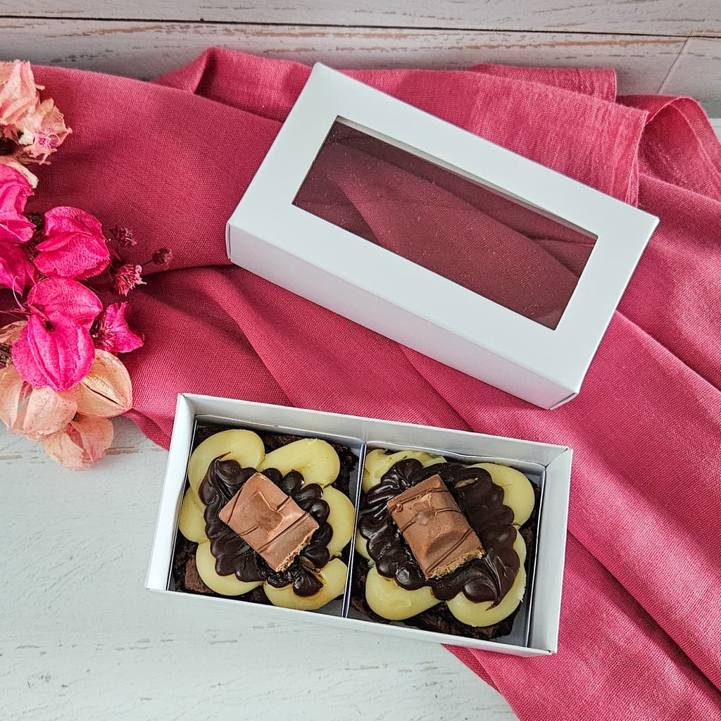 10 Caixas para 2 brownies - Branca - Escolha a Tampa