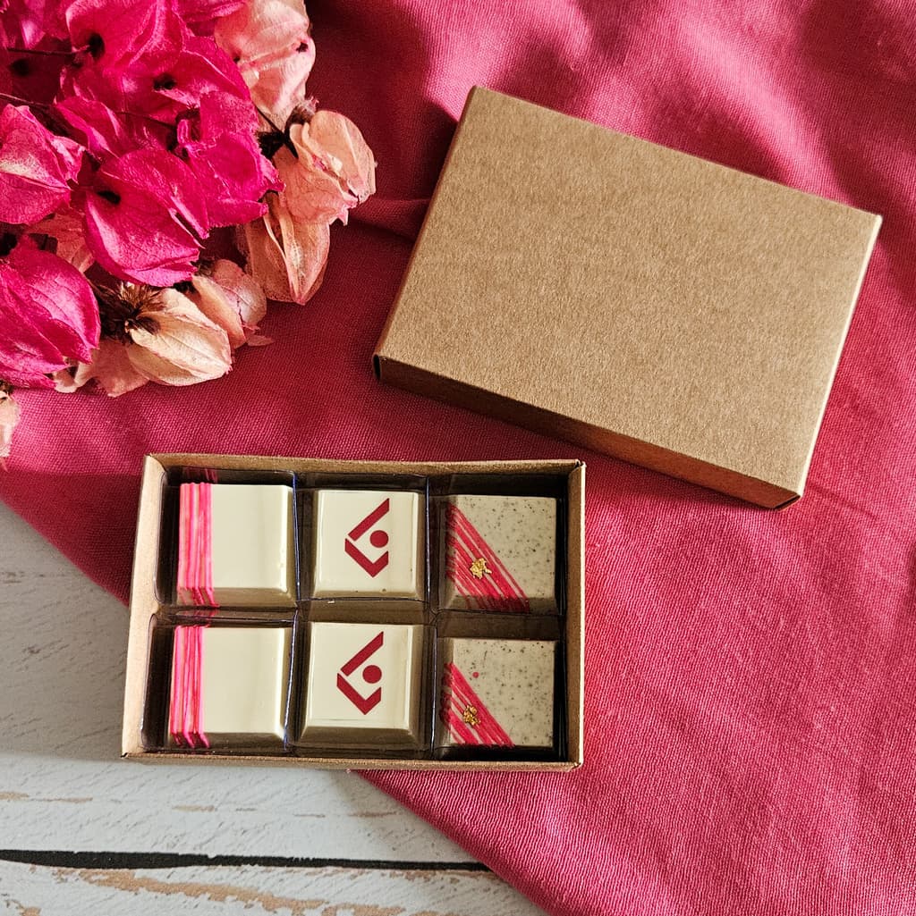 10 Caixas para 6 Doces Finos/Bombons - Kraft - alt 3cm - Tampa Papel