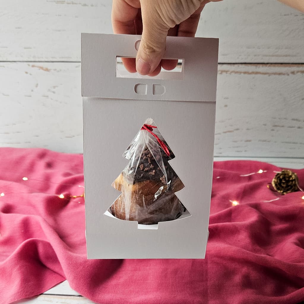 10 Mini Alça para mini Panetone 100g - Branca - Visor Pinheiro