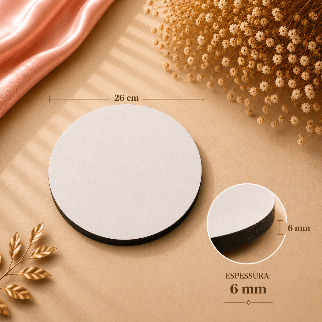 Kit 10 Cakeboard 26cm - MDF Branco 6mm (3 dias a mais no prazo de entrega)