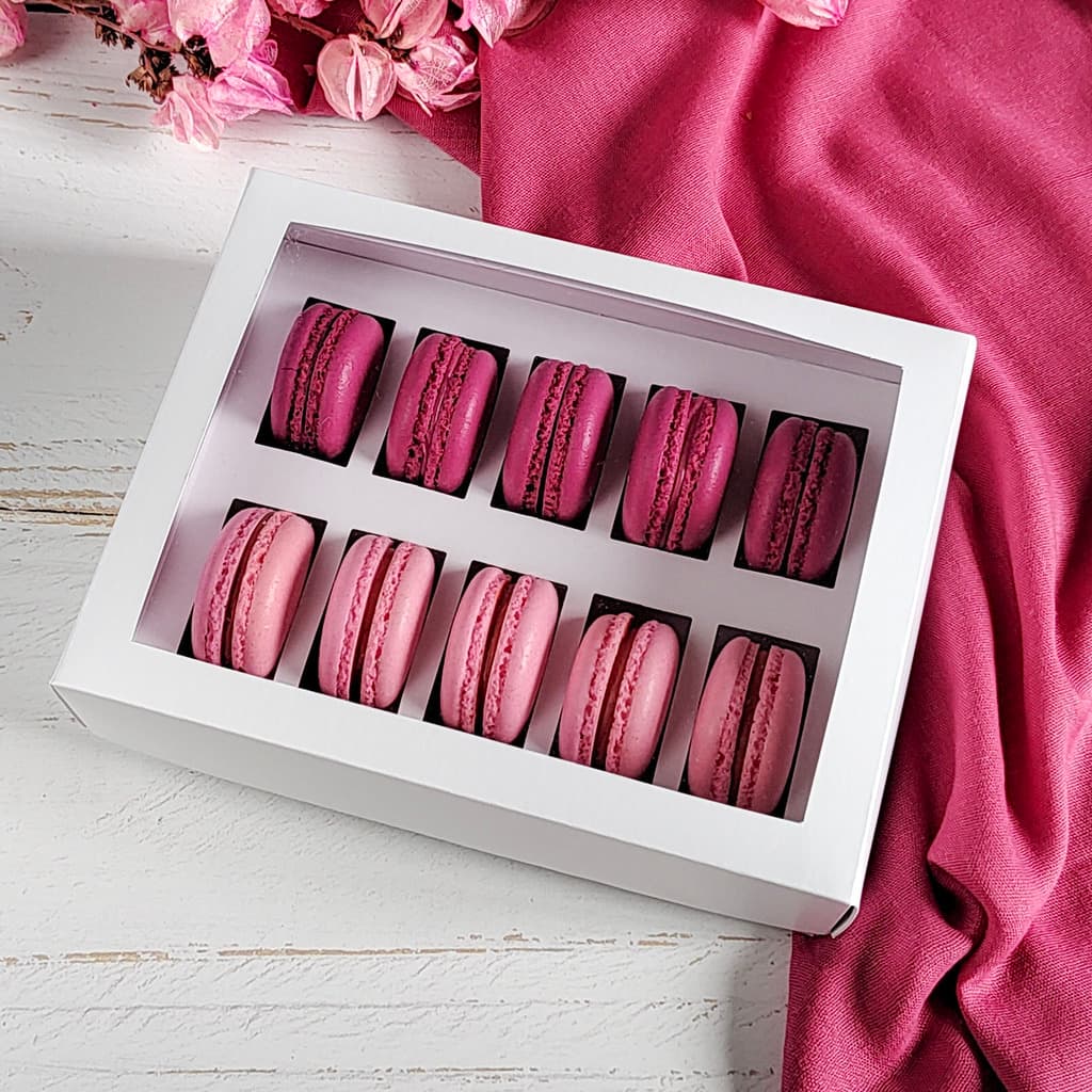 10 Caixas para 10 Macarons - Branca - Altura 5cm - Escolha a Tampa