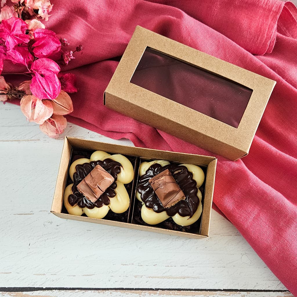 10 Caixas para 2 brownie - Kraft- Escolha a Tampa