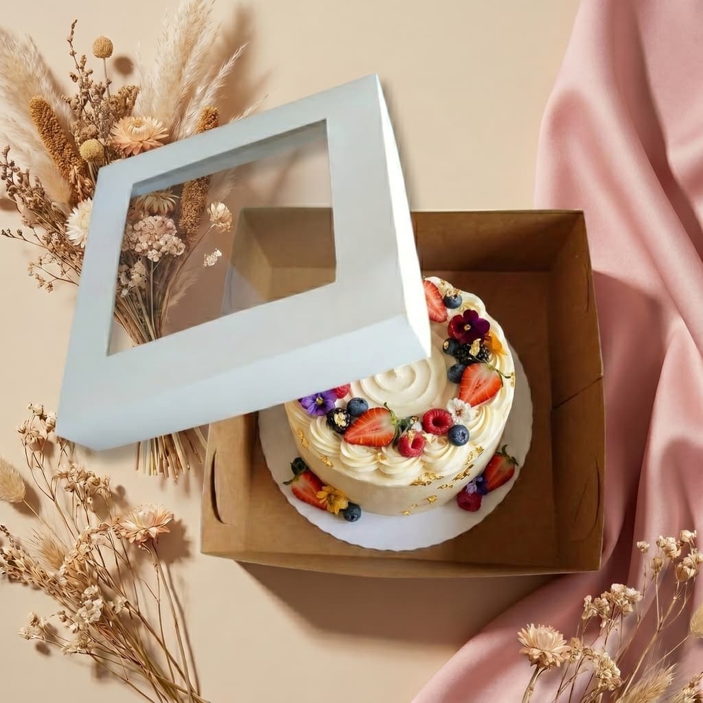 10 Caixas para Bolo 30x30x12cm Confeitado - Tampa Visor
