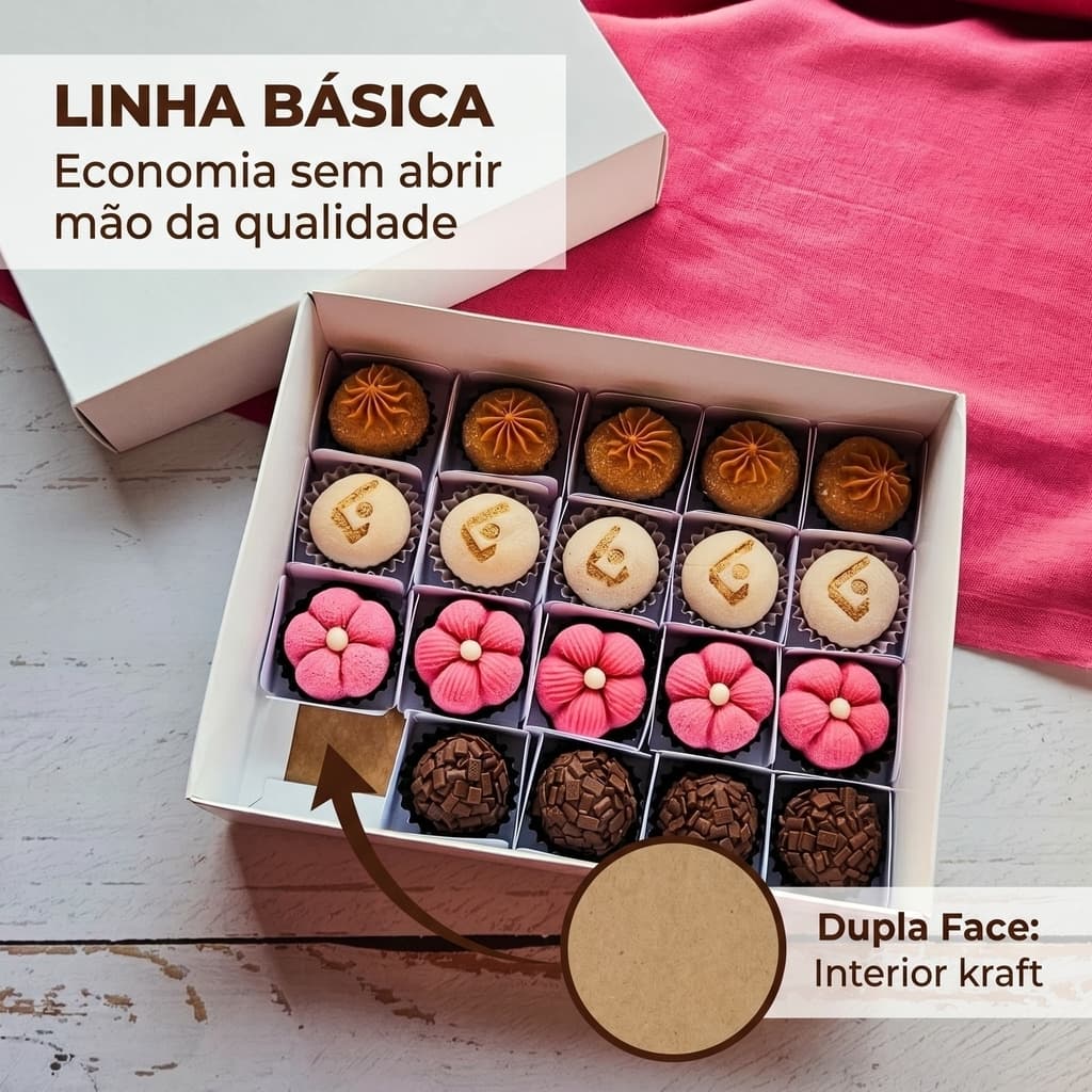 10 Caixas para Caixetas 3.5x3.5cm 20 doces - altura 5cm - Tampa Papel - LINHA BASICA