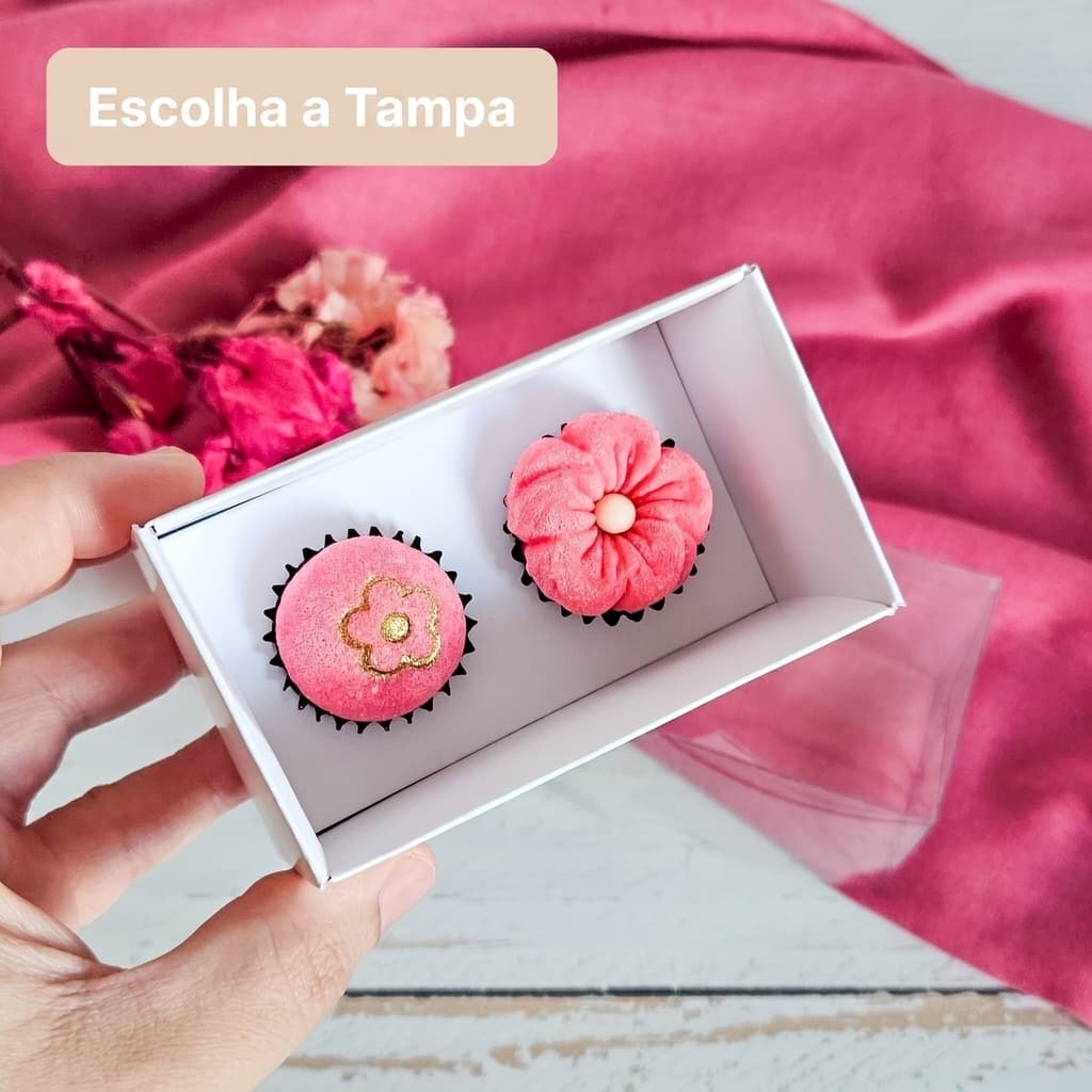 10 Caixas com Berço 2 brigadeiros altura 5,5 cm Branca - Escolha a Tampa