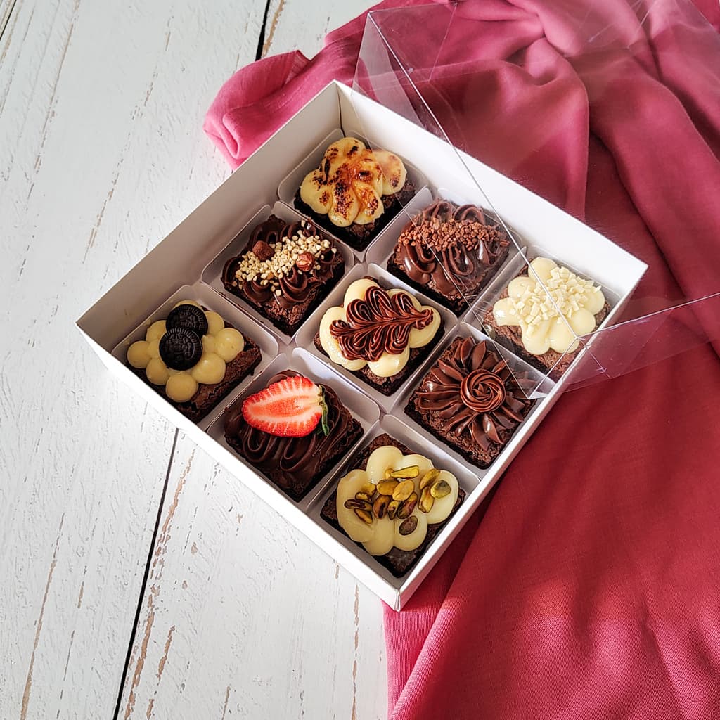 10 Caixas para 9 Brownies - Branca - Escolha a Tampa
