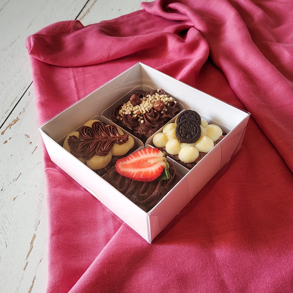 10 Caixas para 4 para Brownies - Branca - Escolha a Tampa