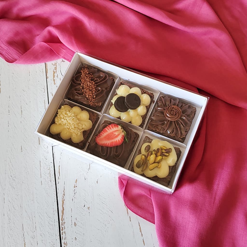 10 Caixas para 6 Brownies - Branca - Escolha a Tampa