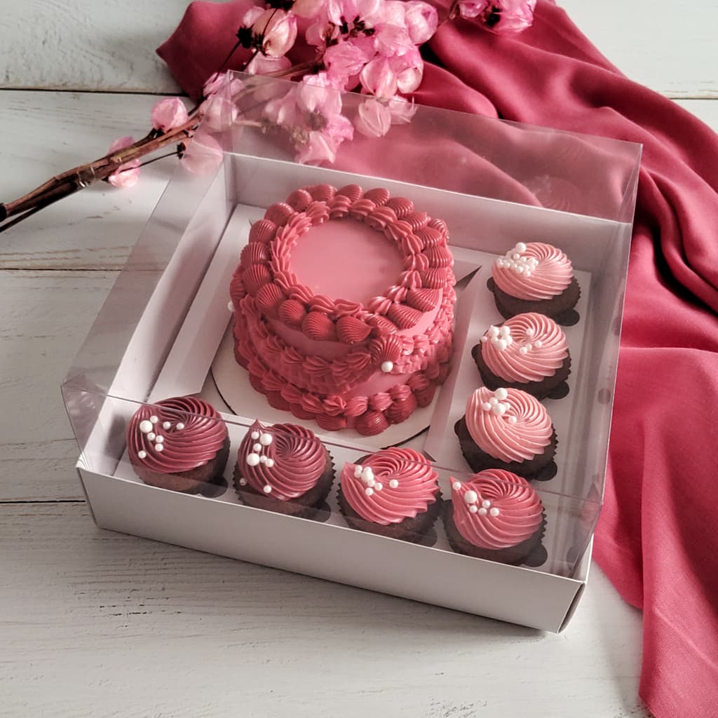 10 Caixas para Bento/ 7 Mini Cupcake e 1 Mini bolo - Branca - altura 11cm