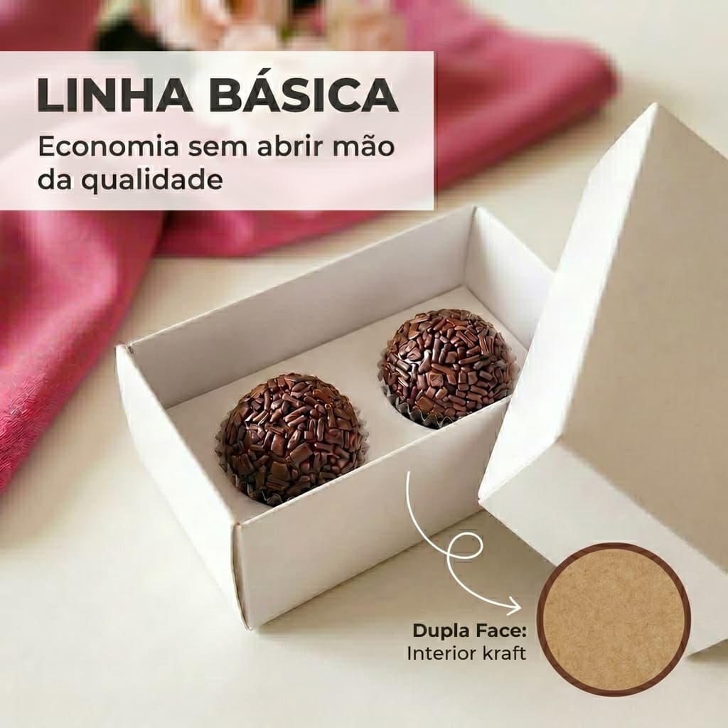 10 Caixas para 2 Brigadeiro com berço - Tampa Papel - Linha Basica