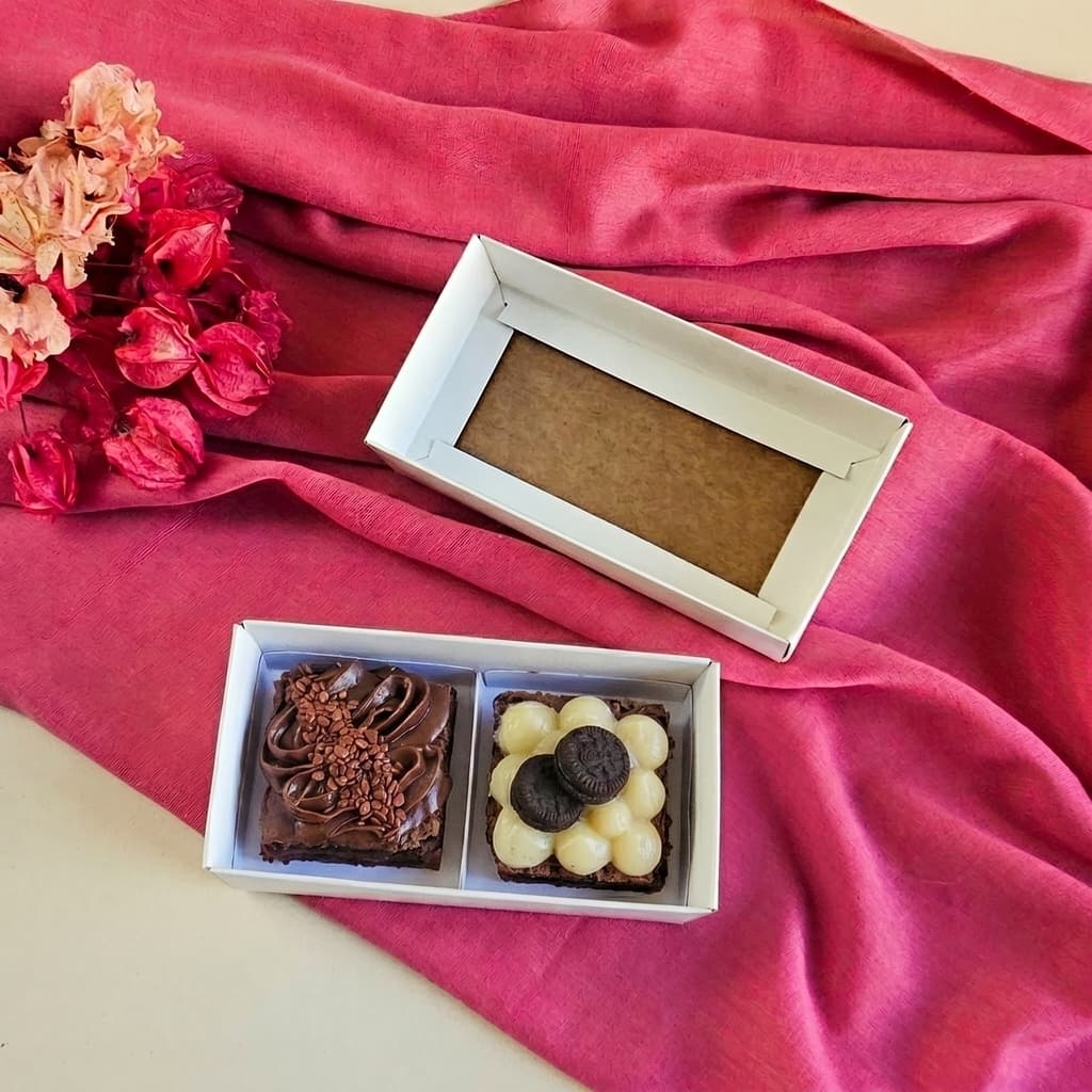 10 Caixas para 2 brownies - Branca - Tampa Papel - Linha Básica