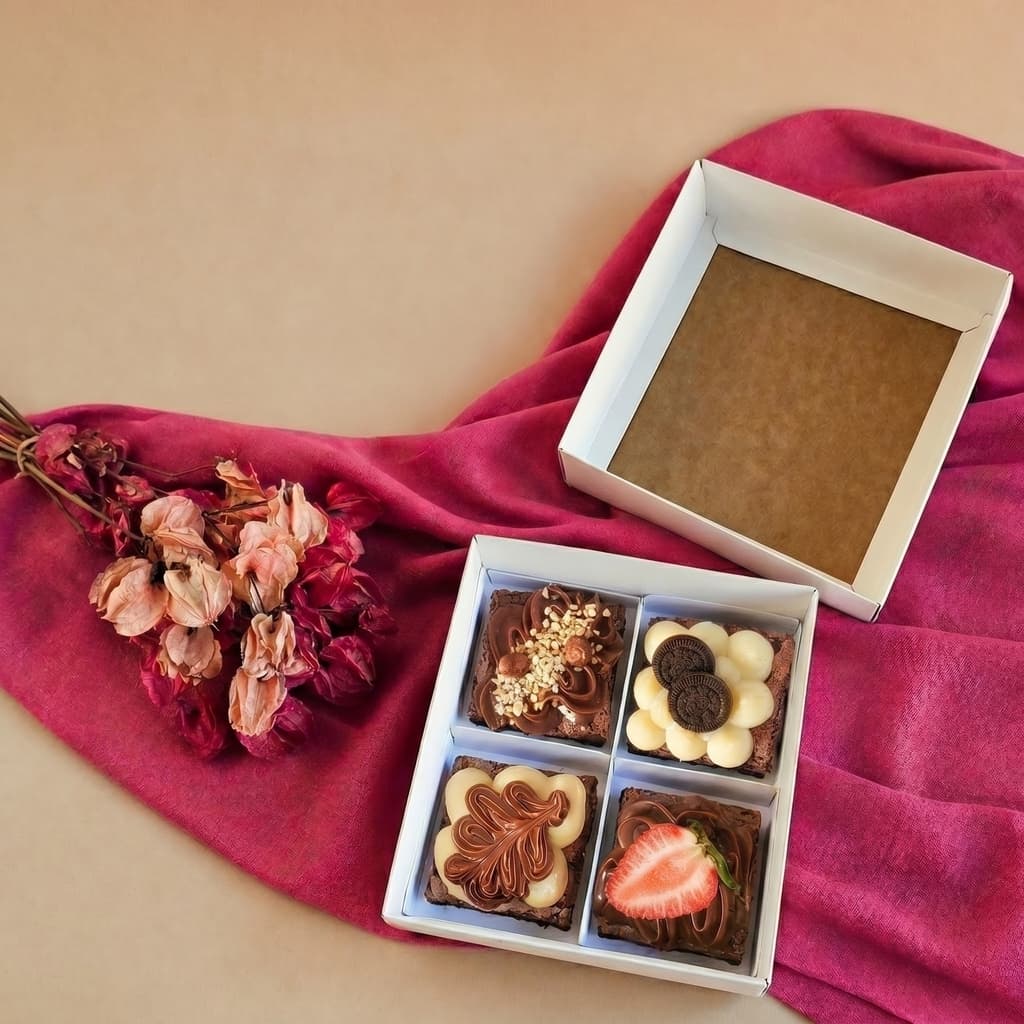 10 Caixas para 4 brownies - Tampa de Papel - Linha Básica
