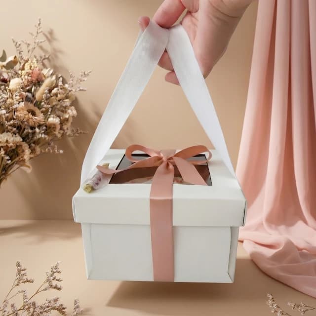 10 Caixas para bentô / mini bolo com alça 16 × 16 cm — altura 10 cm, com visor
