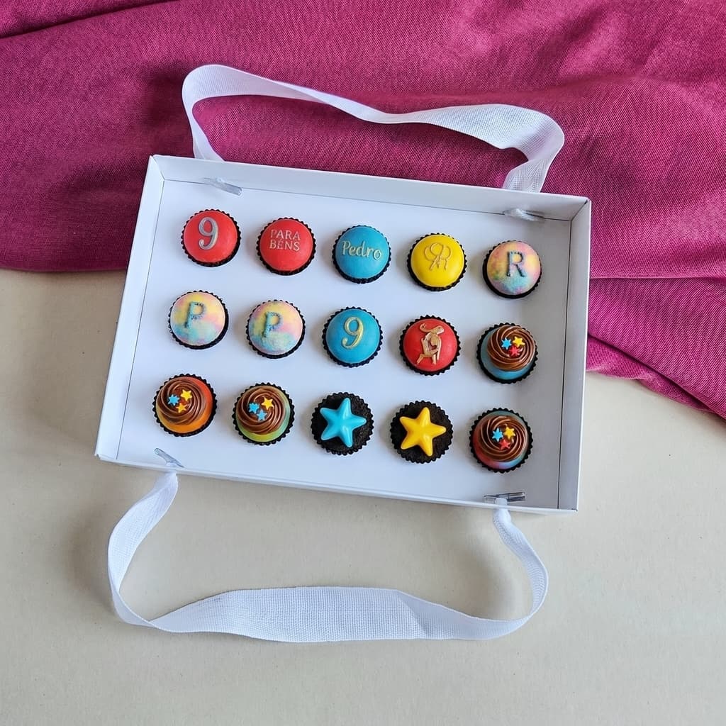 10 Caixas com alça para 15 brigadeiros branca com berço embalagem ideal para presente - Escolha a tampa