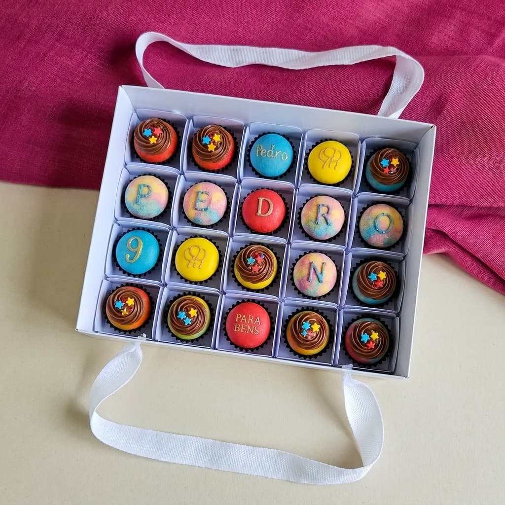 10 Caixas com alça para Caixetas 3.5x3.5cm 20 Doces Branca altura 5cm - Escolha a Tampa